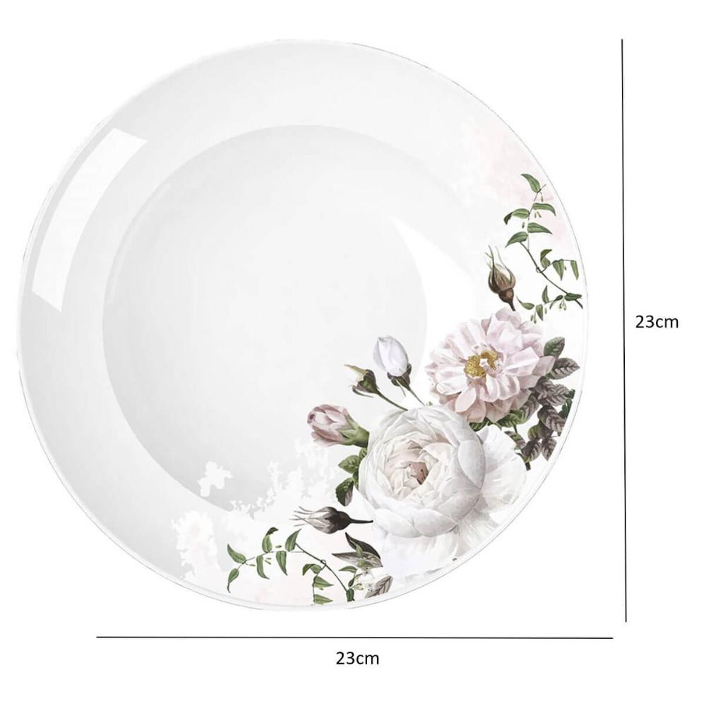 Jogo 6 Pratos de Porcelana com Estampa Floral Germer Fundos