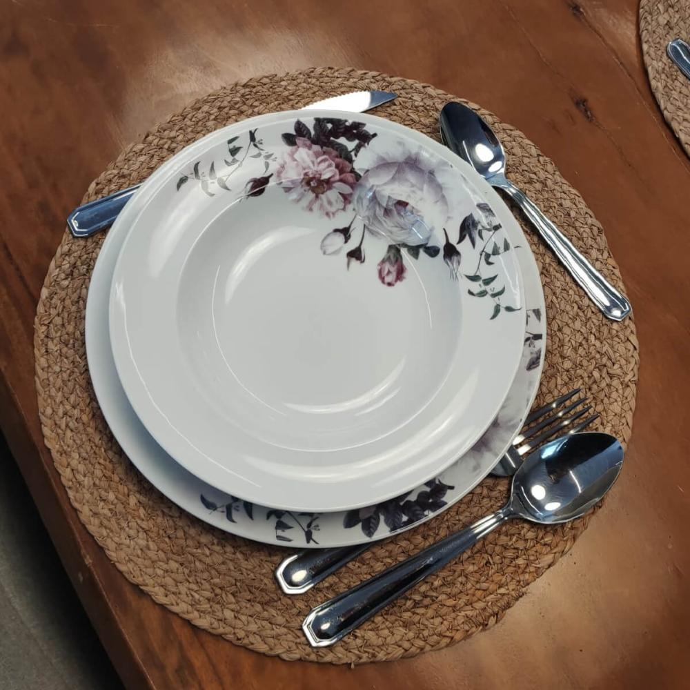 Jogo 6 Pratos de Porcelana com Estampa Floral Germer Fundos