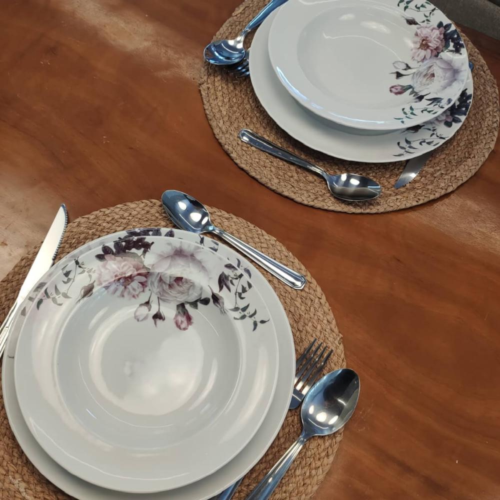 Jogo 6 Pratos de Porcelana com Estampa Floral Germer Fundos