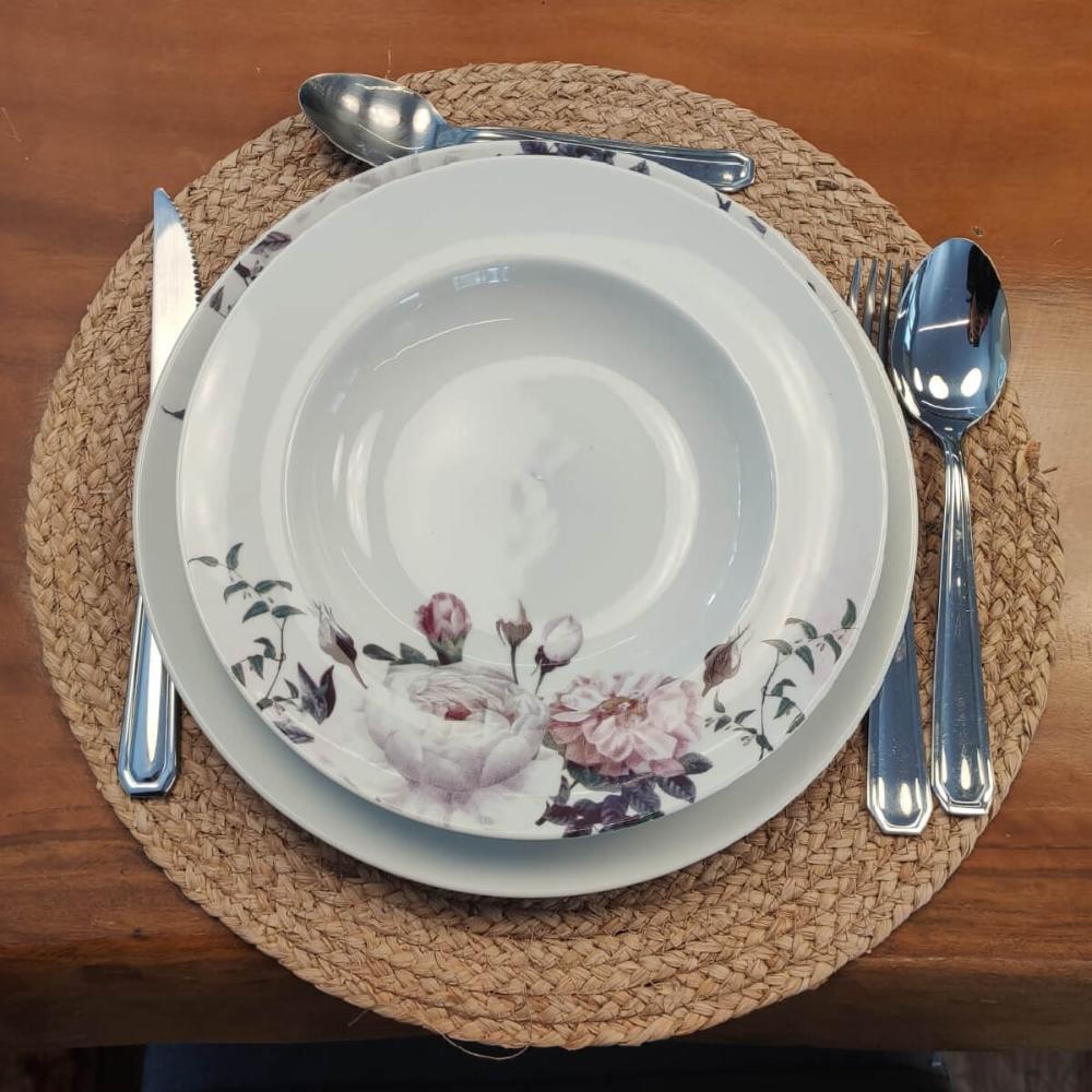 Jogo 6 Pratos de Porcelana com Estampa Floral Germer Fundos