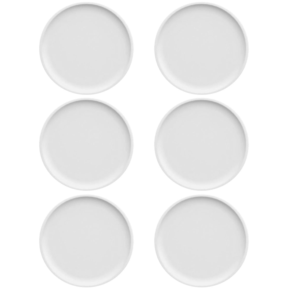 Jogo 6 Pratos de Sobremesa Porcelana Branca Redondos 18,5cm Bold Germer Hotel Bar Restaurante