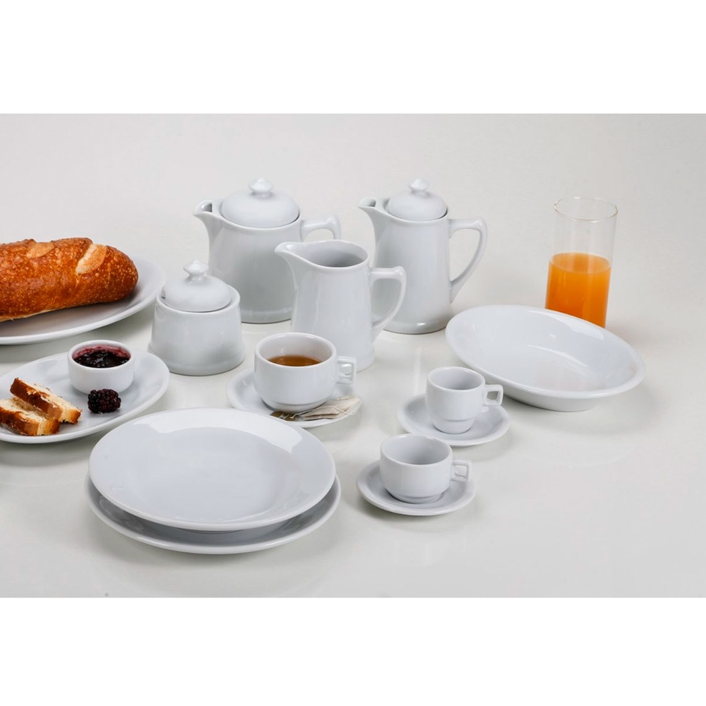 Jogo 6 Xícaras Porcelana Branca Café Chá com Pires 210ml Bar Hotel Germer