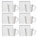 Jogo 6 Xícaras de Café 90ml em Porcelana com Píres Quadrado