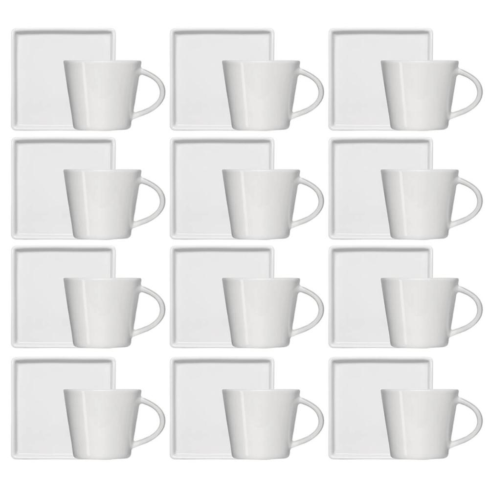 Kit 12 Xícaras de Café 90ml em Porcelana Branca com Pires Qu