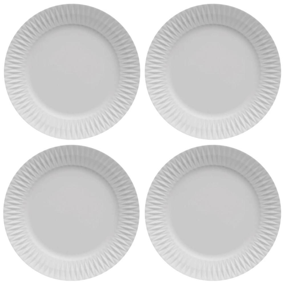 Kit 4 Pratos Rasos Porcelana Branca 26,5cm Germer Mesa Posta Restaurante