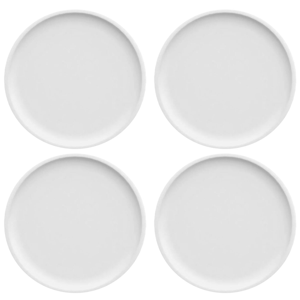 Kit 4 Pratos de Sobremesa Porcelana Branca Redondos 18,5cm Bold Germer Hotel Bar Restaurante