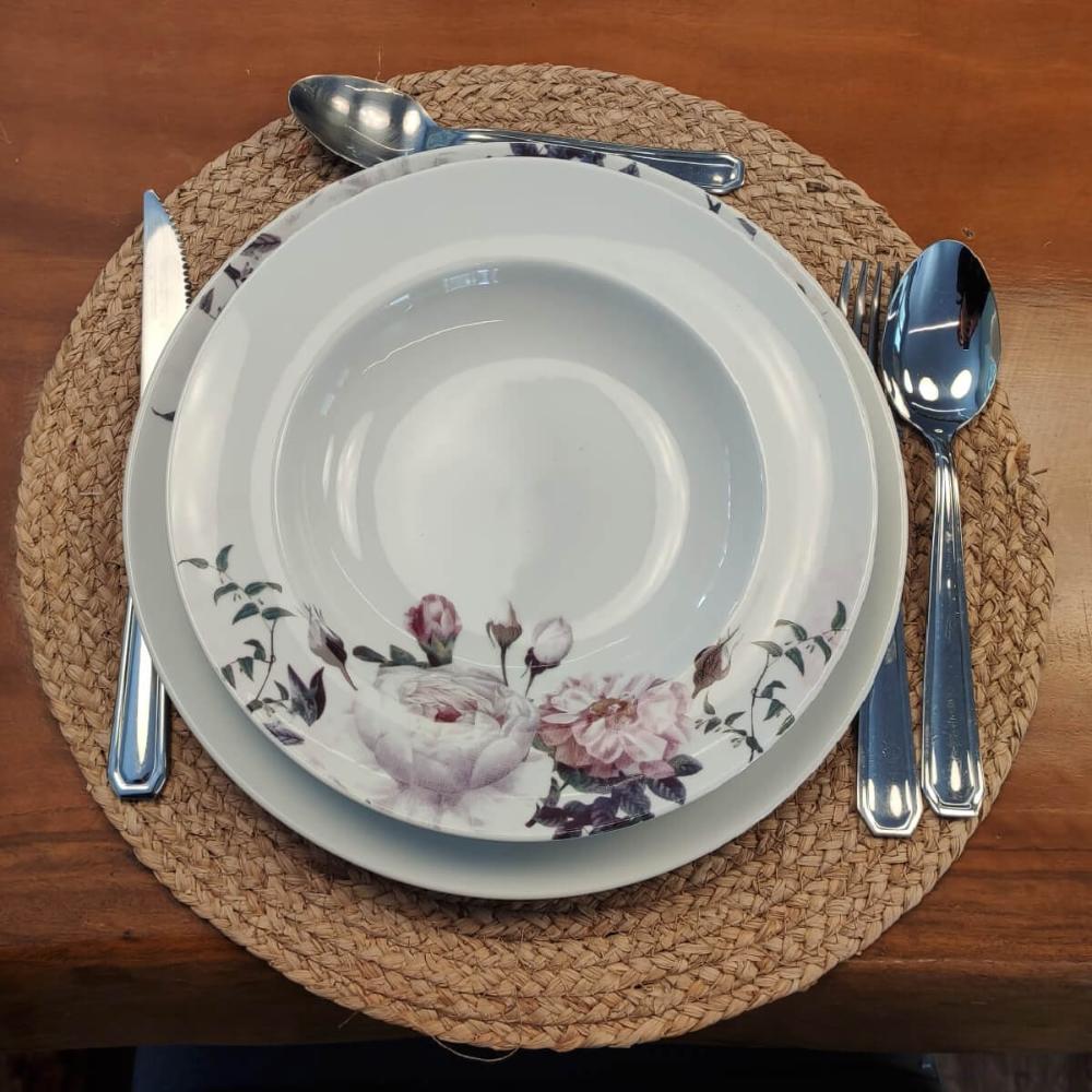 Prato Fundo Germer Redondo em Porcelana 23cm Garden com Estampa Floral