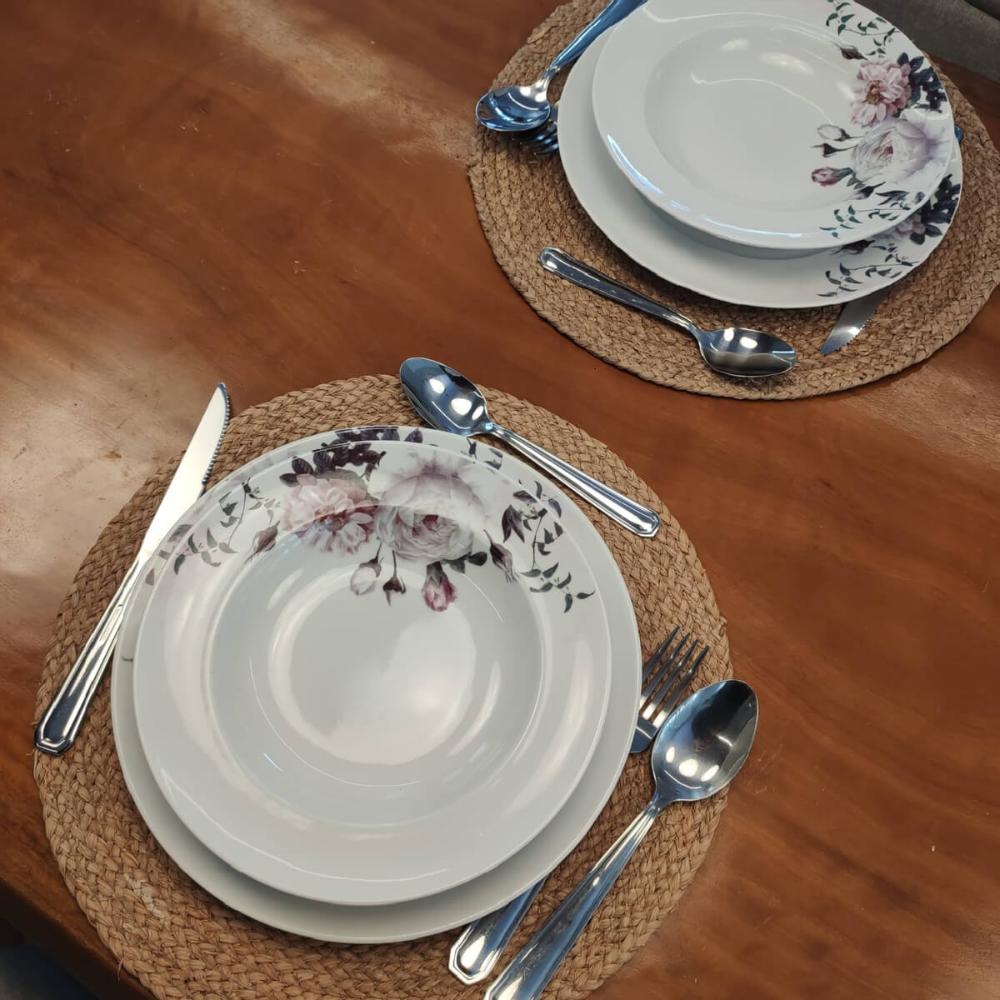 Prato Fundo Germer Redondo em Porcelana 23cm Garden com Estampa Floral