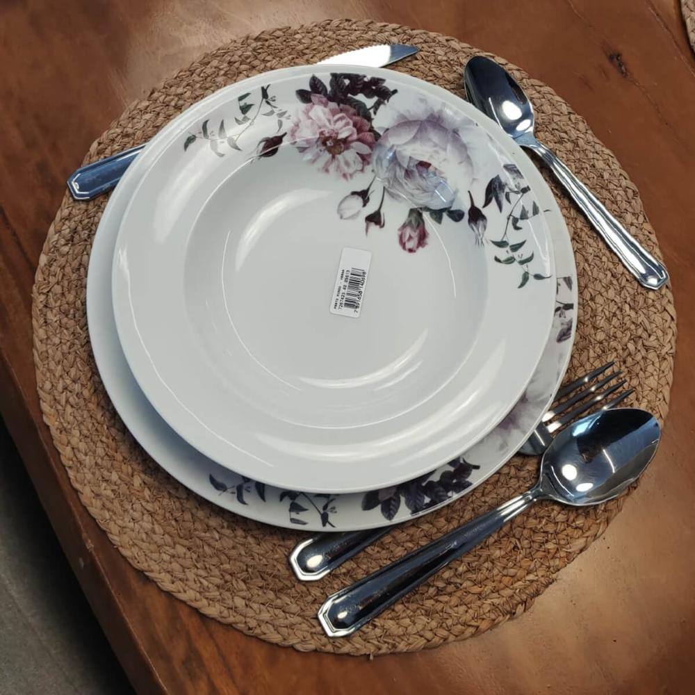 Prato Fundo Germer Redondo em Porcelana 23cm Garden com Estampa Floral