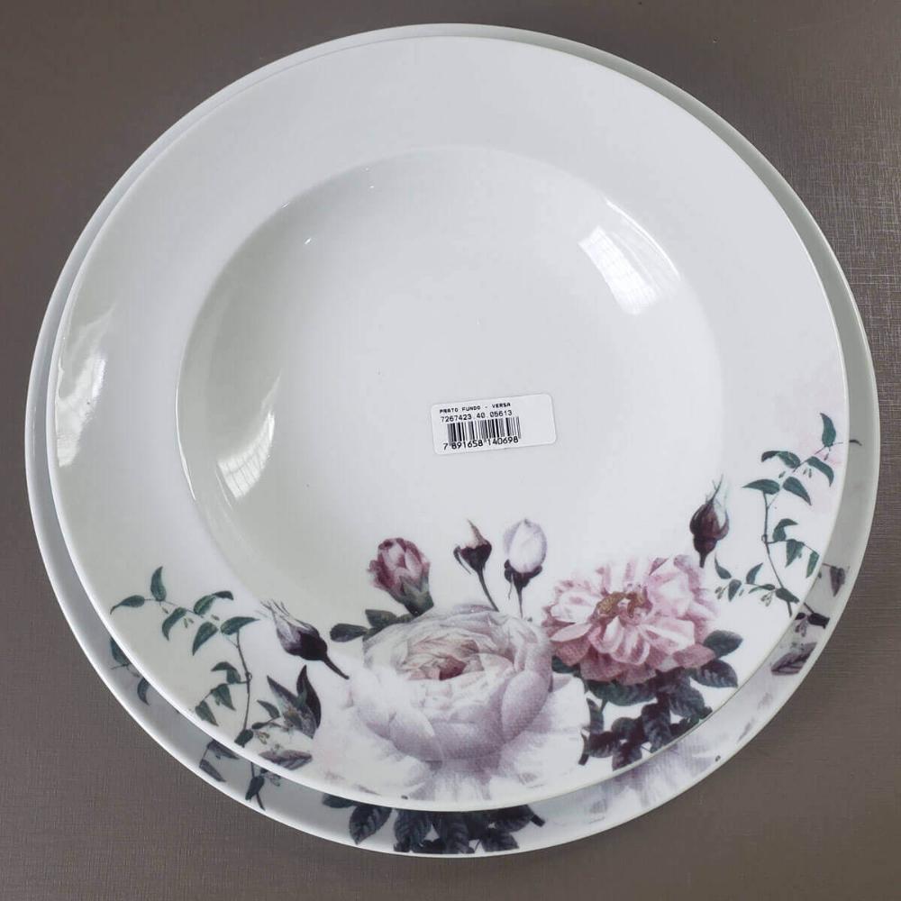 Prato Fundo Germer Redondo em Porcelana 23cm Garden com Estampa Floral