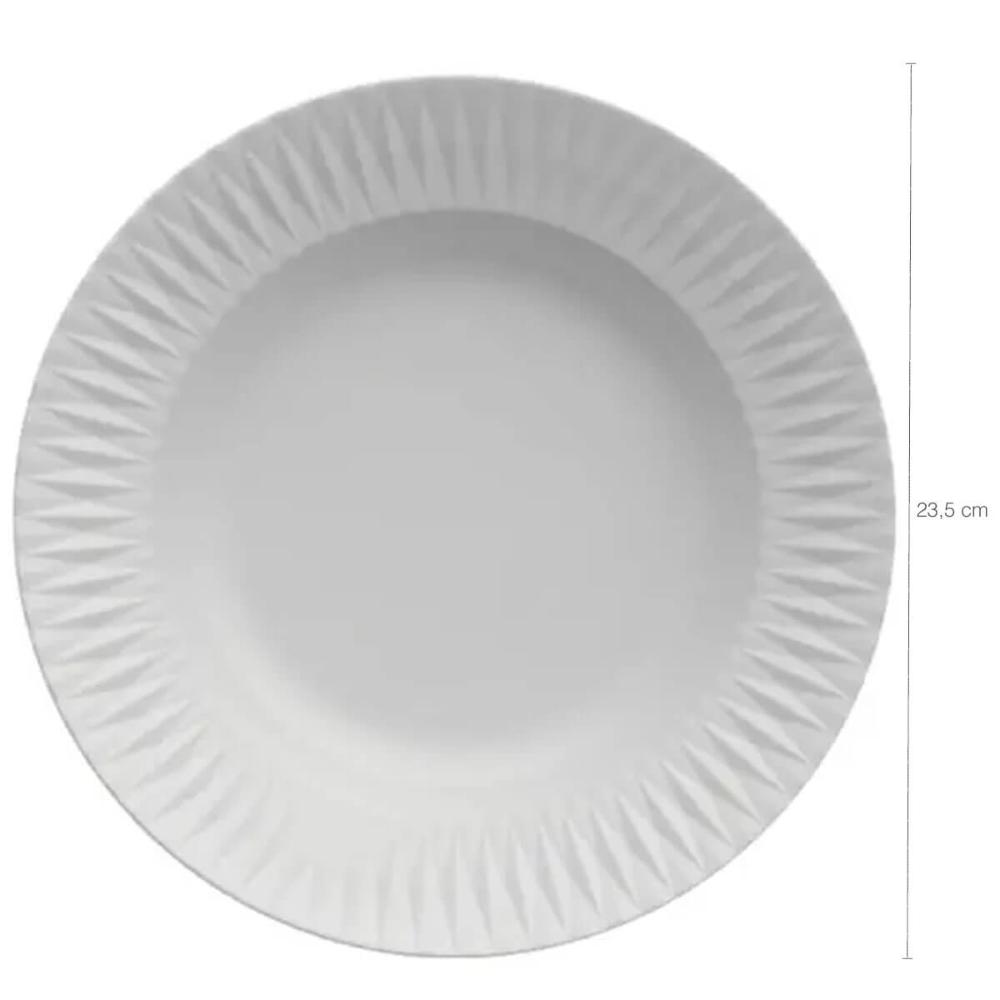 Prato Fundo em Porcelana 23cm Branco Diamante Germer Mesa Posta Jantar