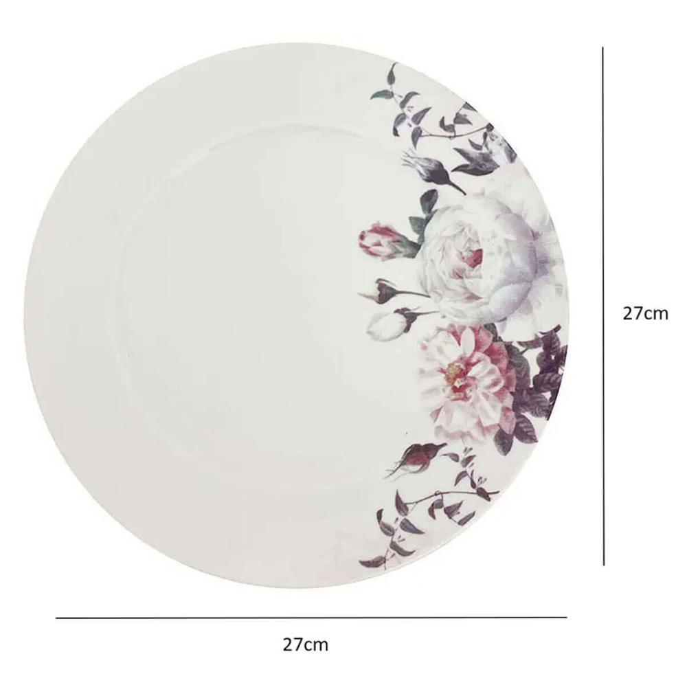 Prato Raso Branco de Porcelana Germer Redondo 27cm Garden co