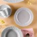 Prato de Sobremesa Porcelana 20,5cm Relevo Tassel Germer Redondo Branco