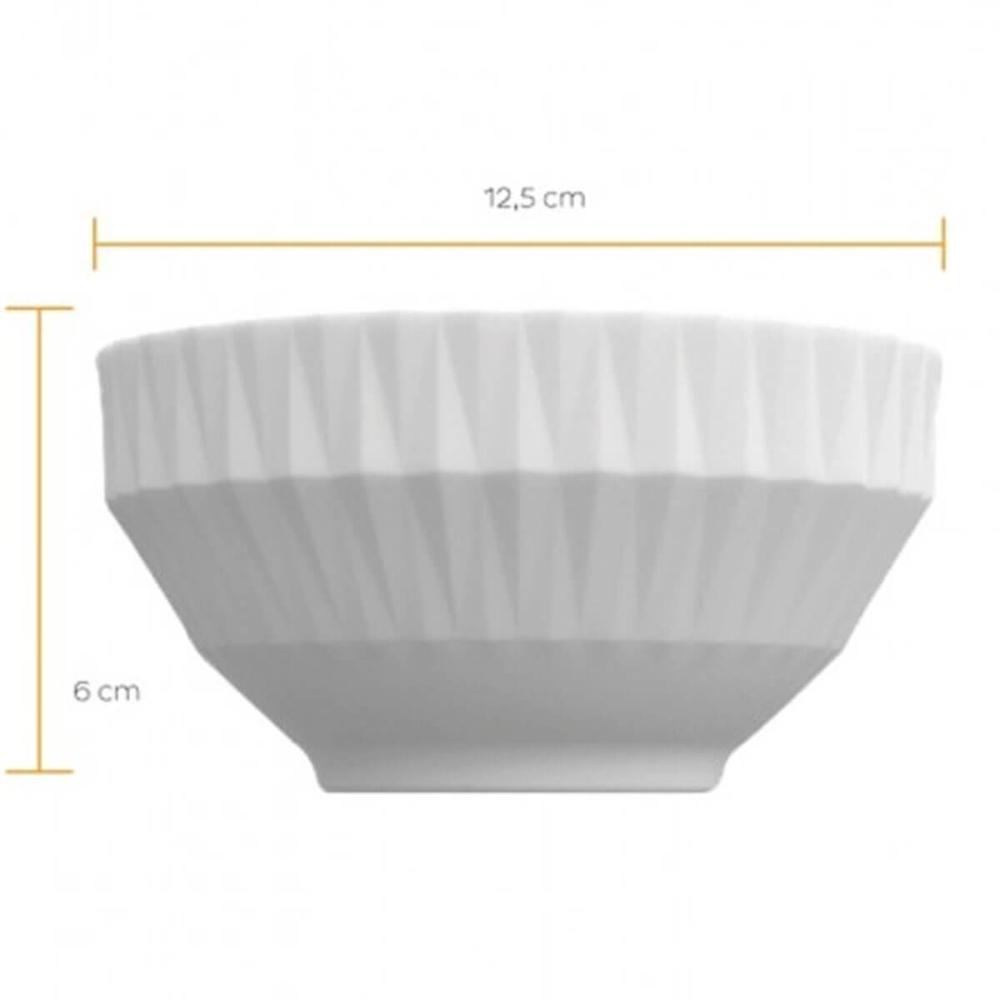 Tigela Pequena Bowl Diamante 400ml 12,5cm Porcelana Germer Branca Cereal