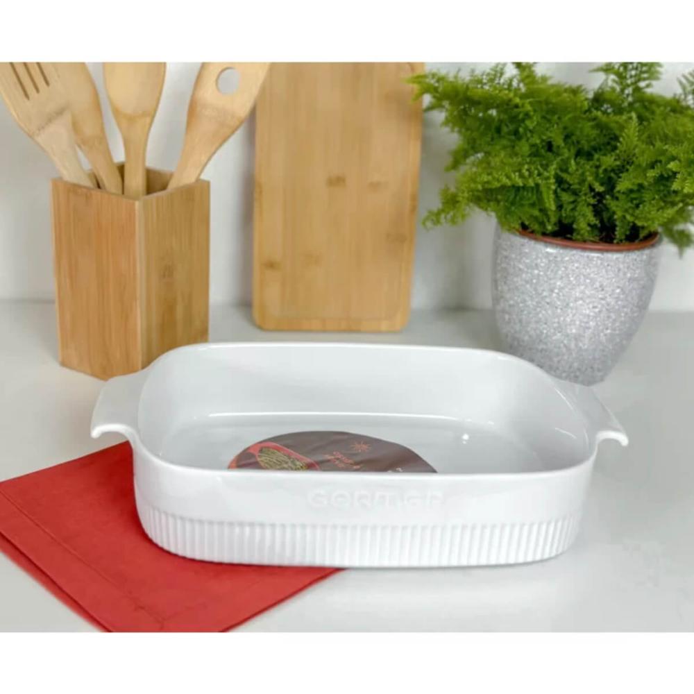 Travessa Retangular Porcelana 30x21cm Assar Servir Germer Branca Mesa Posta