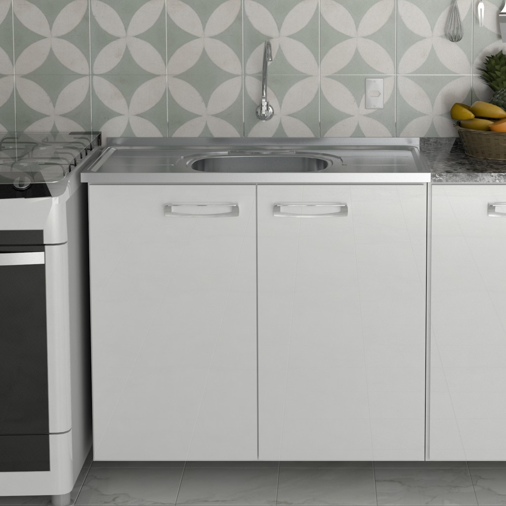 Pia de Cozinha Com Cuba e Válvula Bali 100cm Aço Inox - Ghel Plus