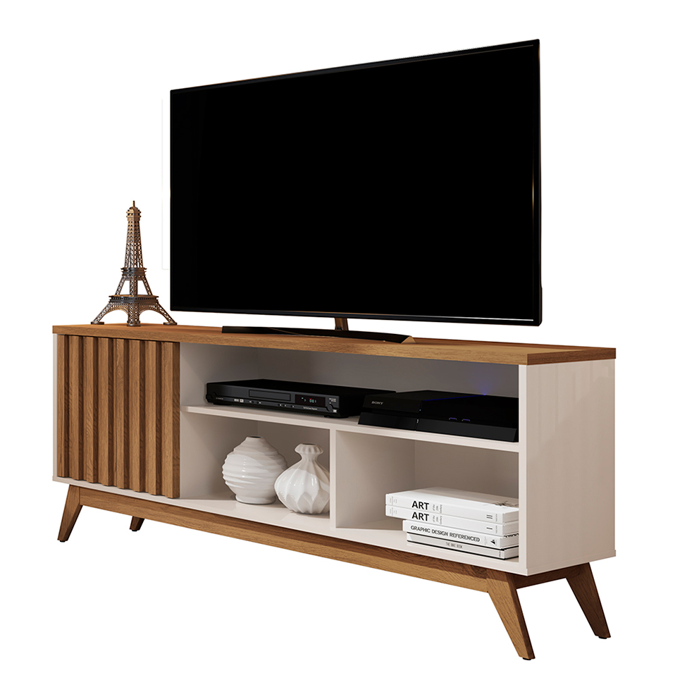 Rack Malbec 1 PT Off White e Freijó 136 cm