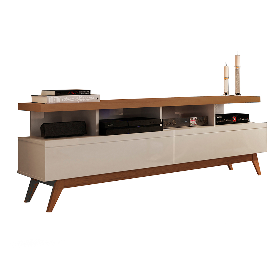 Rack Vivare I Off White e Freijó 160 cm