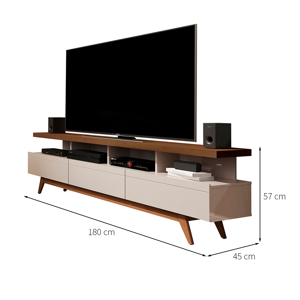 Rack Vivare I Off White e Freijó 180 cm