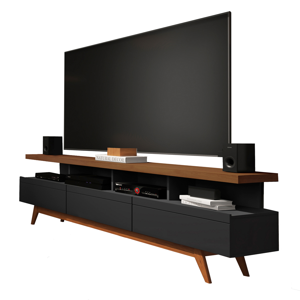 Rack Vivare Preto e Freijó 180 cm
