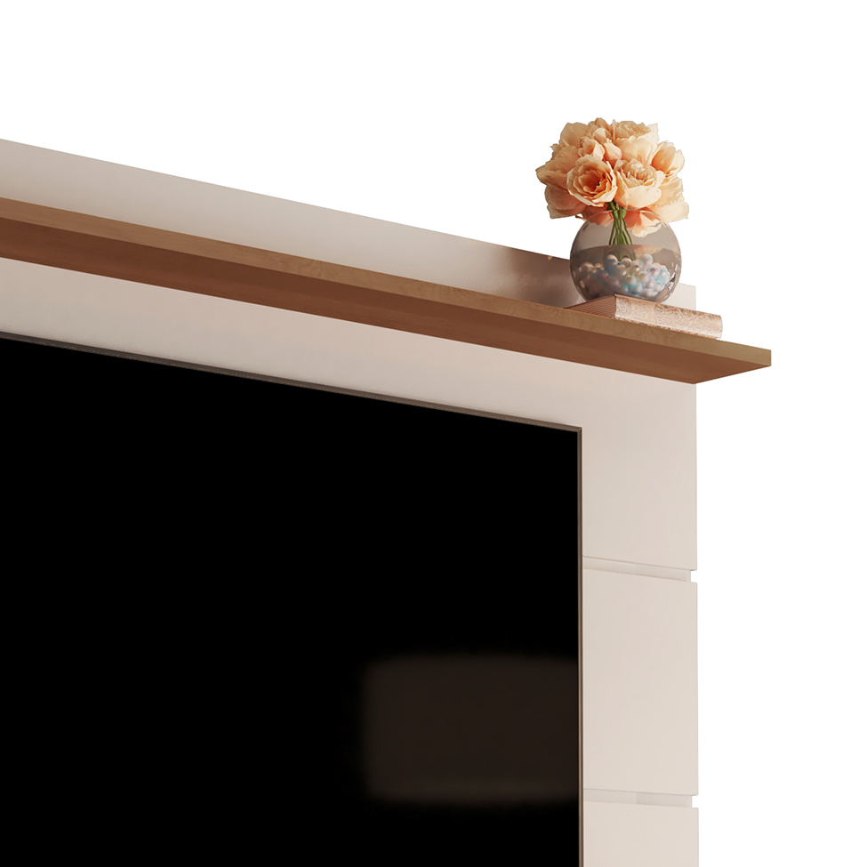 Rack com Painel para TV até 72 Polegadas Vivare Off White e Freijó 160 cm