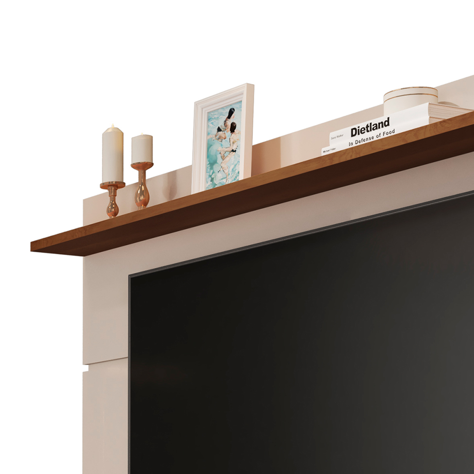 Rack com Painel para TV até 72 Polegadas Vivare Off White e Freijó 180 cm