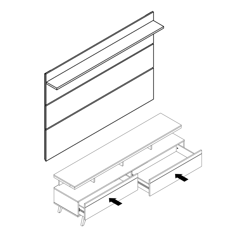 Rack com Painel para TV até 72 Polegadas Vivare Off White e Nature 160 cm