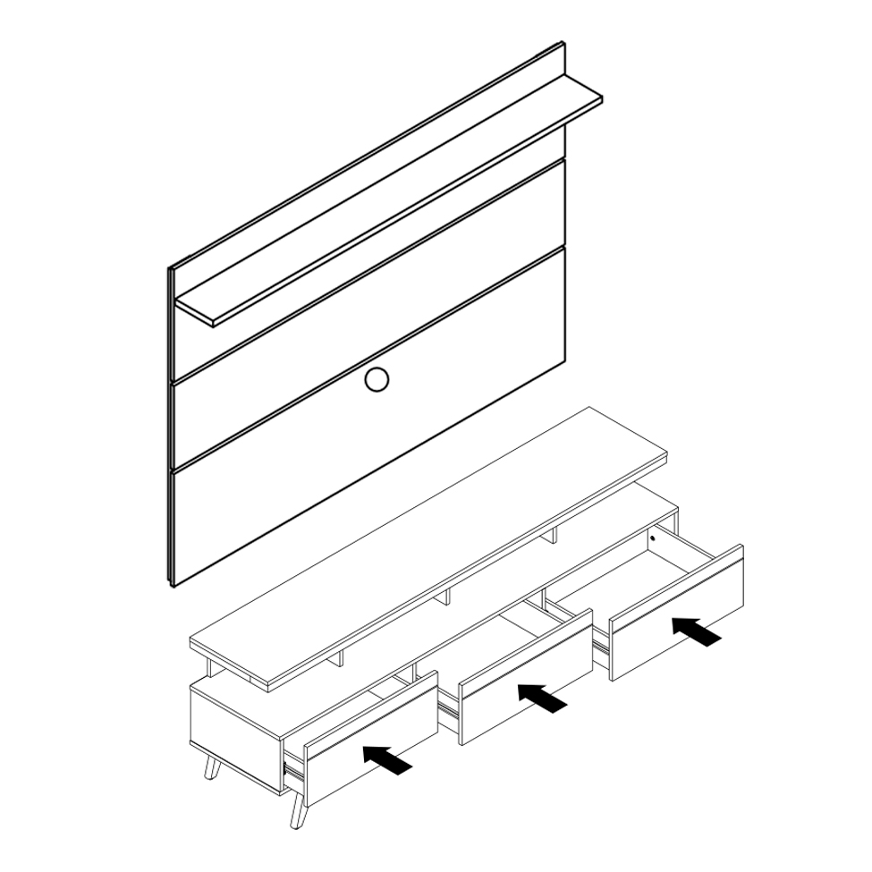 Rack com Painel para TV até 72 Polegadas Vivare Preto e Freijó 180 cm