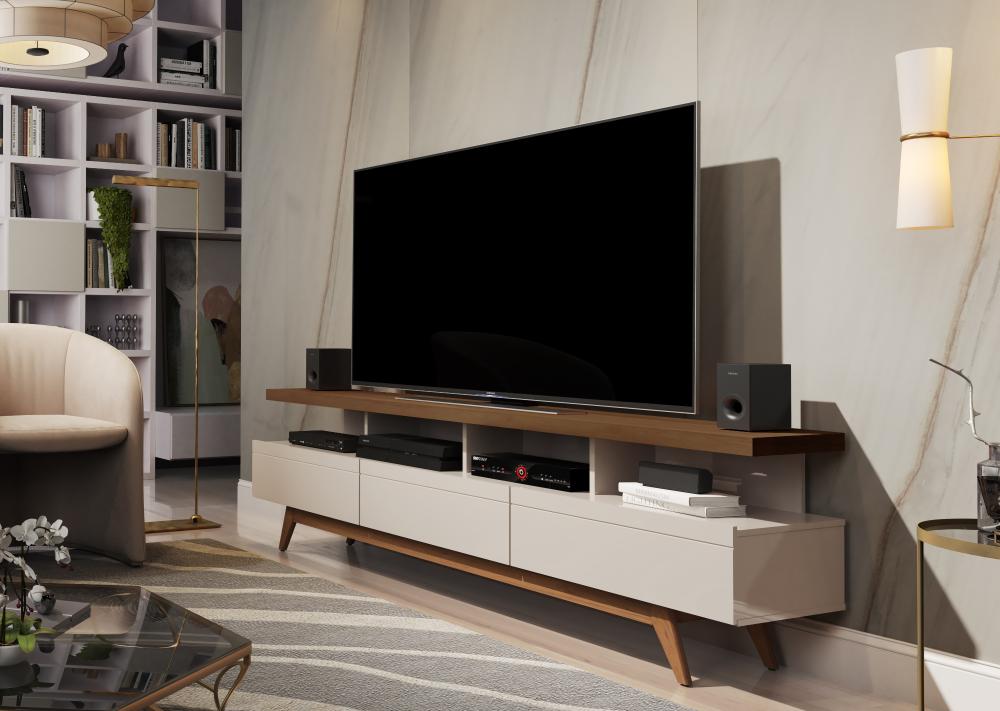 Rack Com Nichos Vivare Wood 1,8 Off White/Freijó - Giga