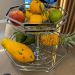 Fruteira Dupla Sextavada de Mesa com Vidro Cromada Giosul Piatina Bancada 2 Andares