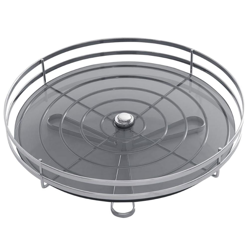 Fruteira Redonda Simples de Mesa Cromada Vidro Giosul Cesto para Frutas Legumes Aramado Piatina