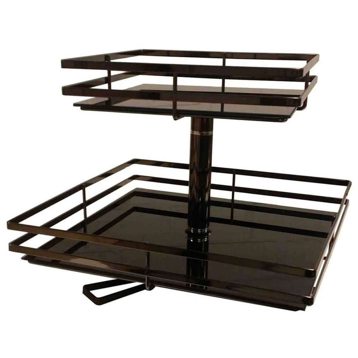 Fruteira de Mesa Aramada Giratória Quadrada com Prateleiras de Vidro Giosul Onix