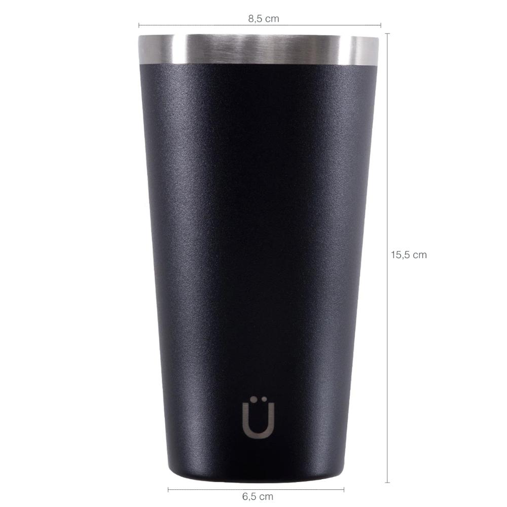 Copo Térmico Glück 473ml Copo Para Cerveja Água Em Aço Inox Black
