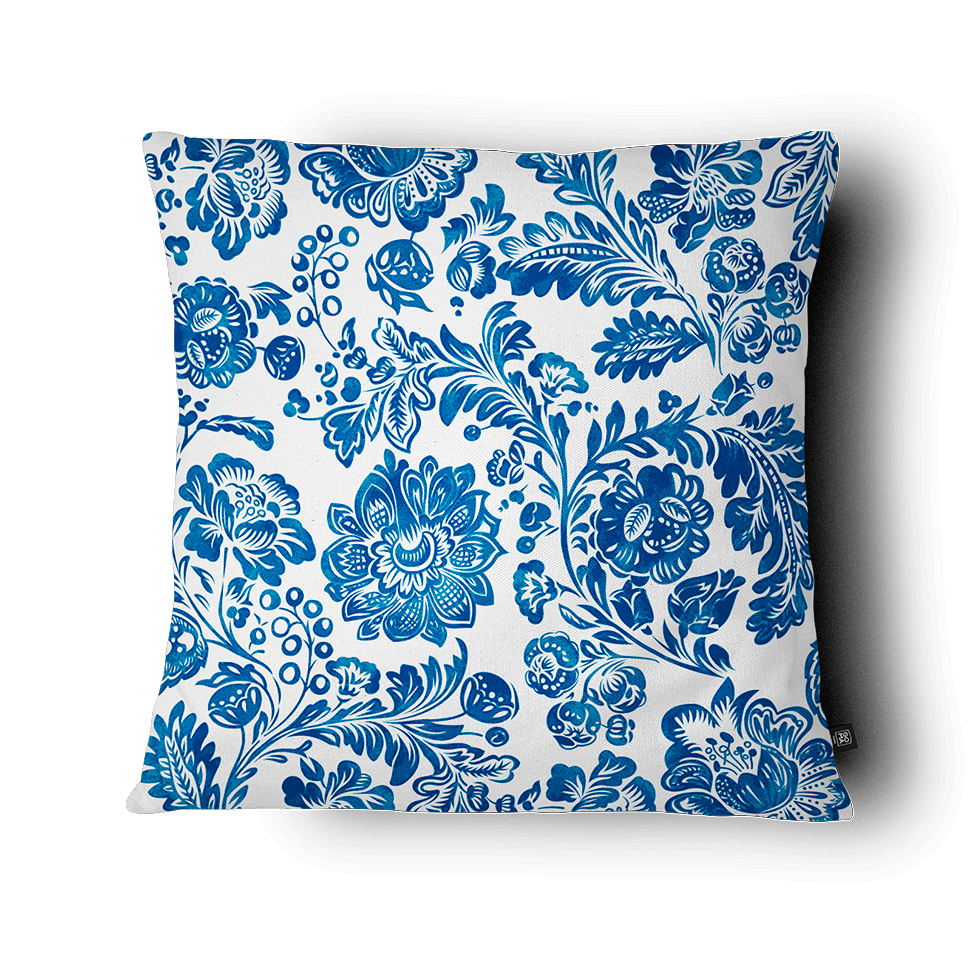 Almofada Triangle Azul Floral 50x50cm