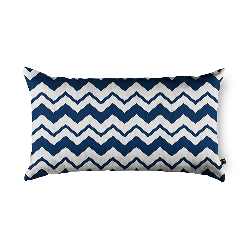 Almofada Zigzag 48x28 Azul e Branca