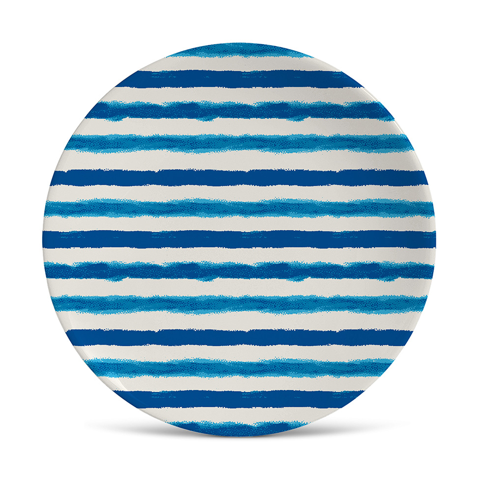 Prato Raso Brahma Azul e Branco 3x27x27 cm