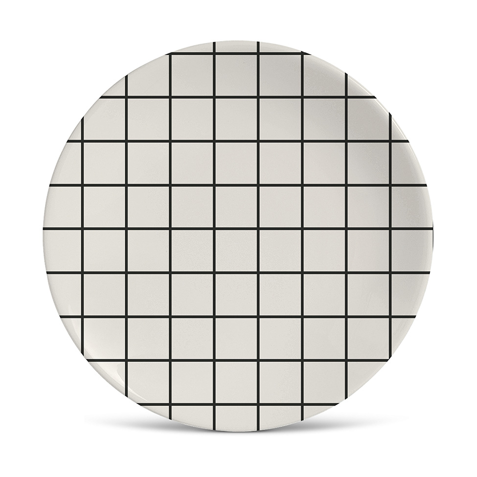 Prato Raso Haus Branco e Preto 3x27x27 cm