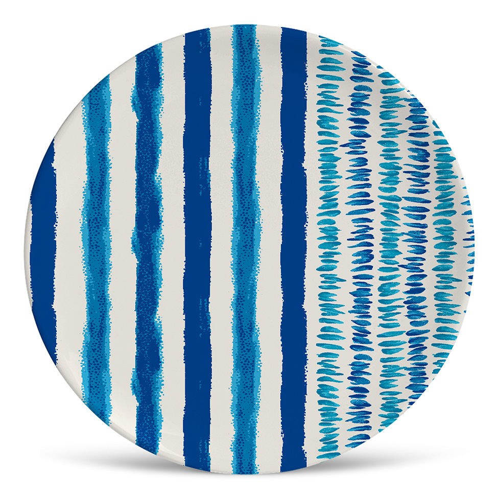 Prato de Sobremesa Brahma Azul e Branco 2,5x20x20 cm