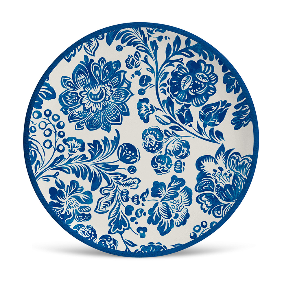 Prato de Sobremesa Maya Azul e Branco 2,5x20x20 cm