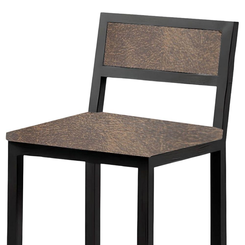 Banqueta Florença Couro Marrom em Metal Preto