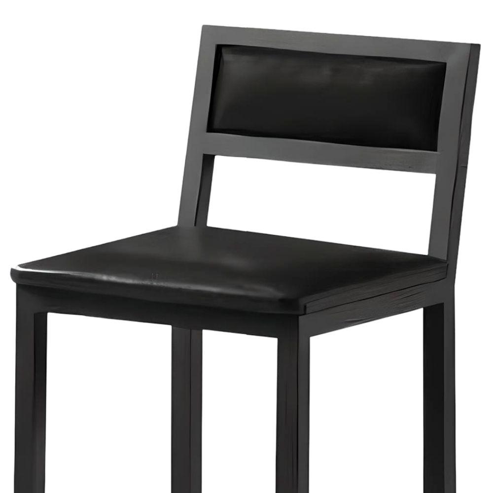 Banqueta Florença Couro Preto em Metal Preto
