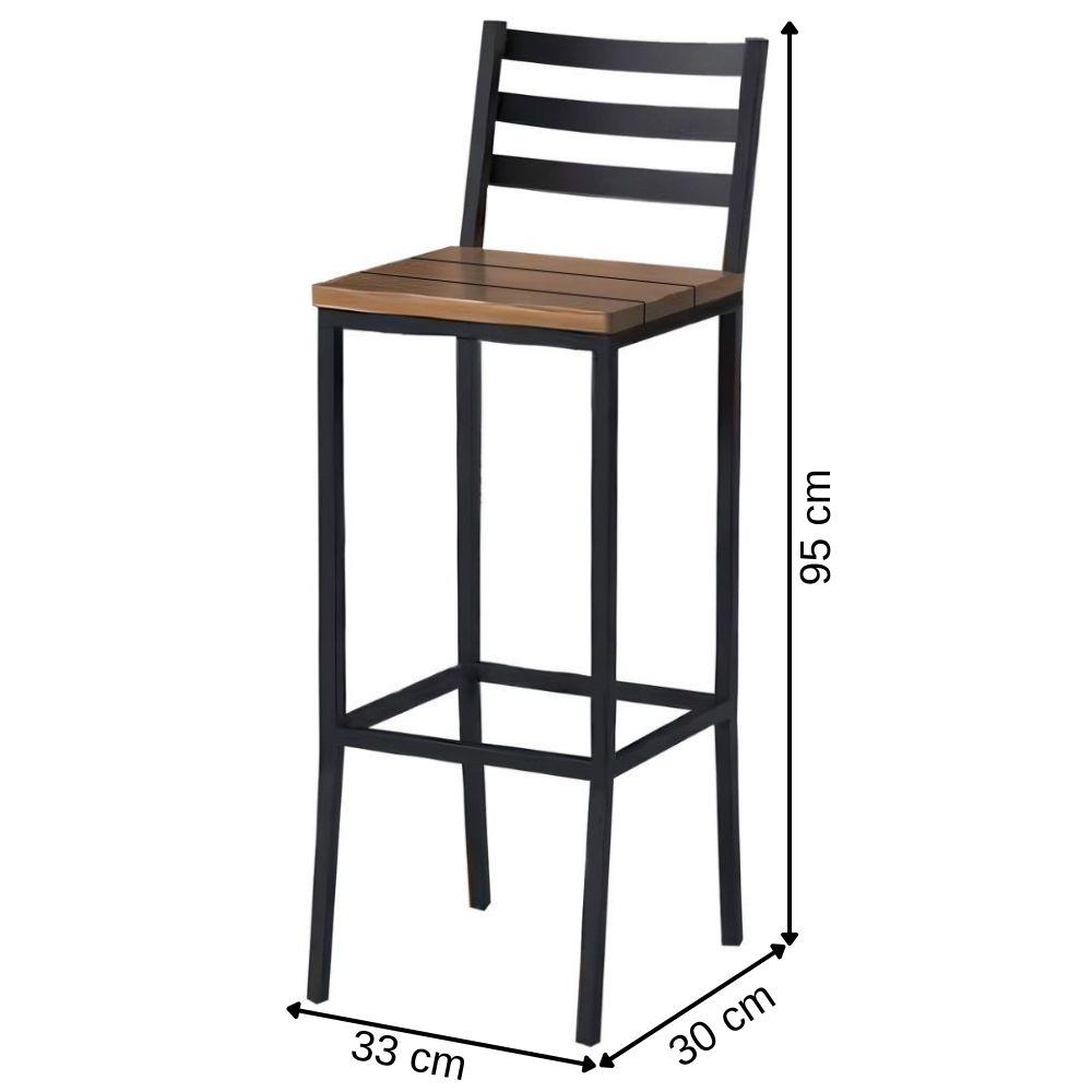 Banqueta Itália em Metal Preto