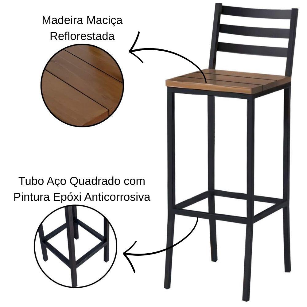 Banqueta Itália em Metal Preto
