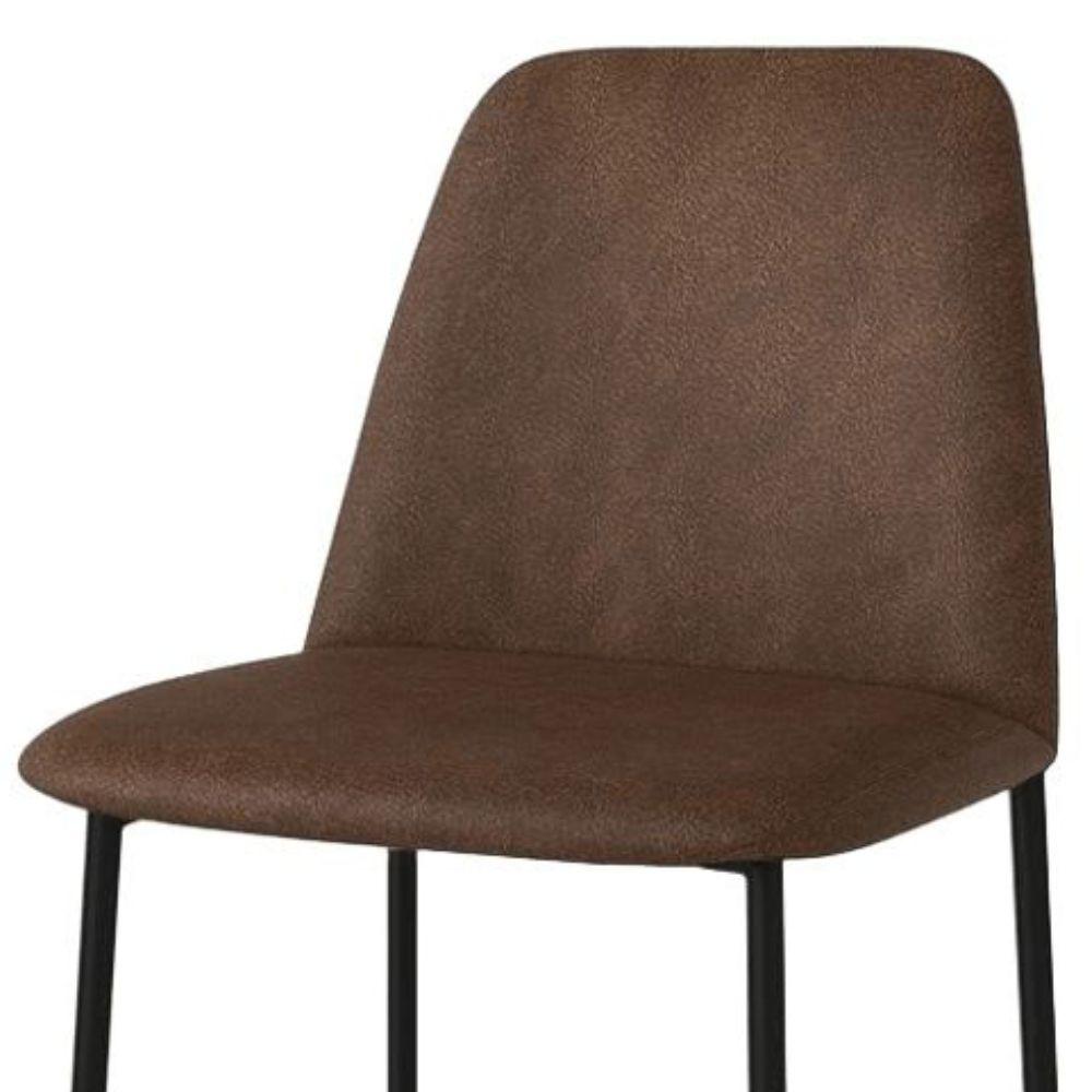Banqueta Turquia Couro Marrom em Metal Preto
