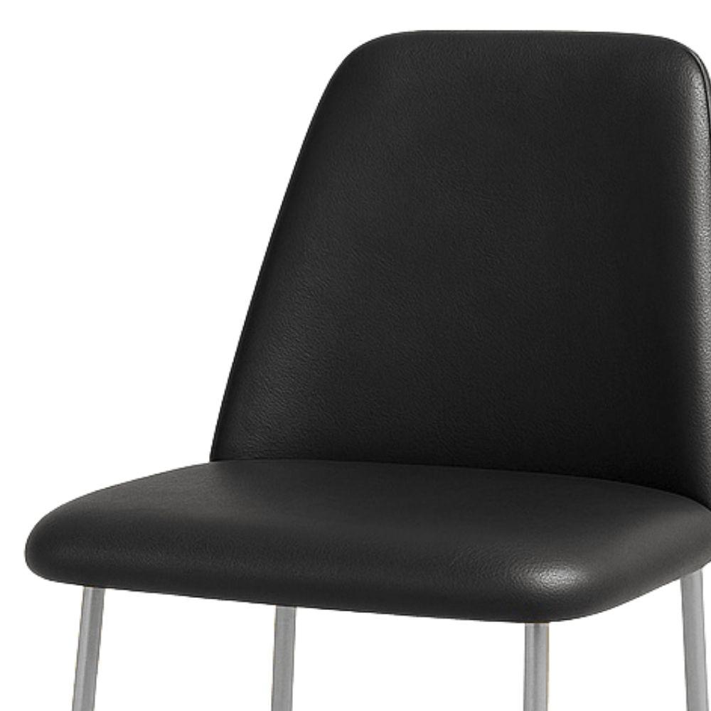 Banqueta Turquia Couro Preto em Metal Champanhe