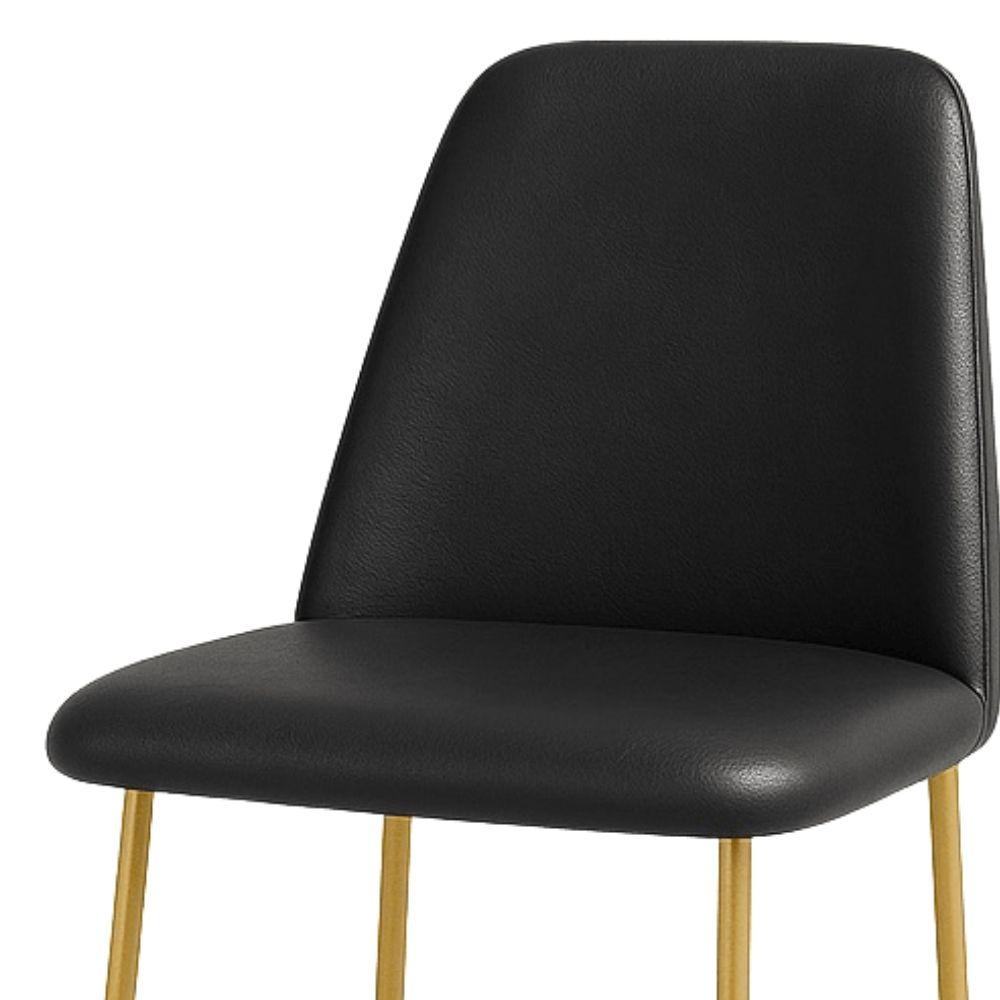 Banqueta Turquia Couro Preto em Metal Dourado