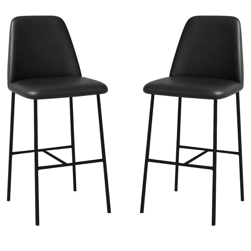 Banqueta Turquia Couro Preto em Metal Preto