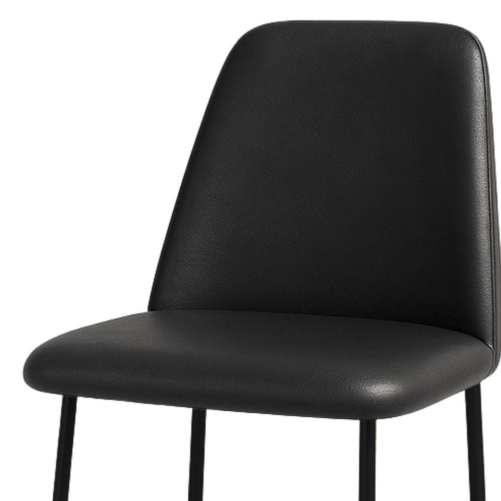 Banqueta Turquia Couro Preto em Metal Preto