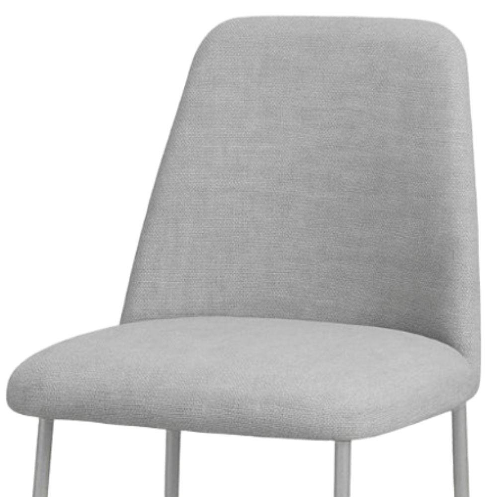 Banqueta Turquia Linho Cinza Claro em Metal Champanhe