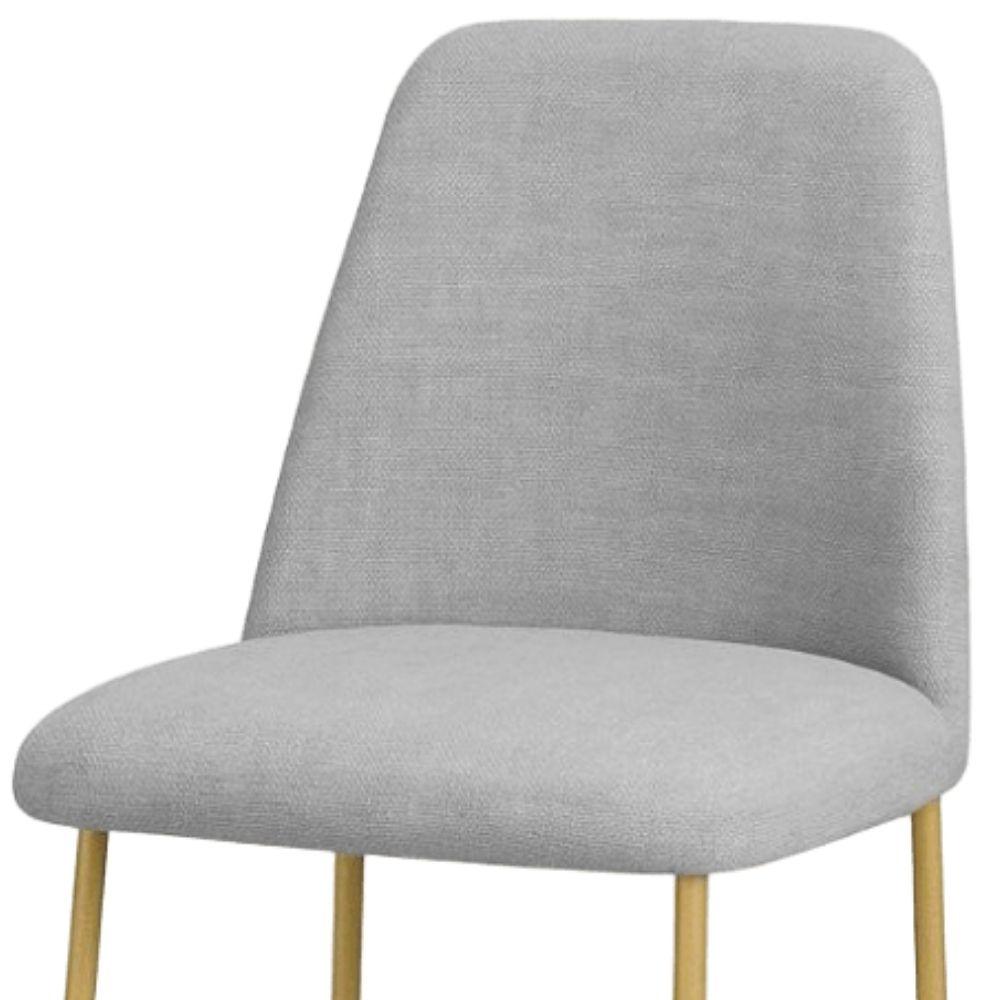 Banqueta Turquia Linho Cinza Claro em Metal Dourado